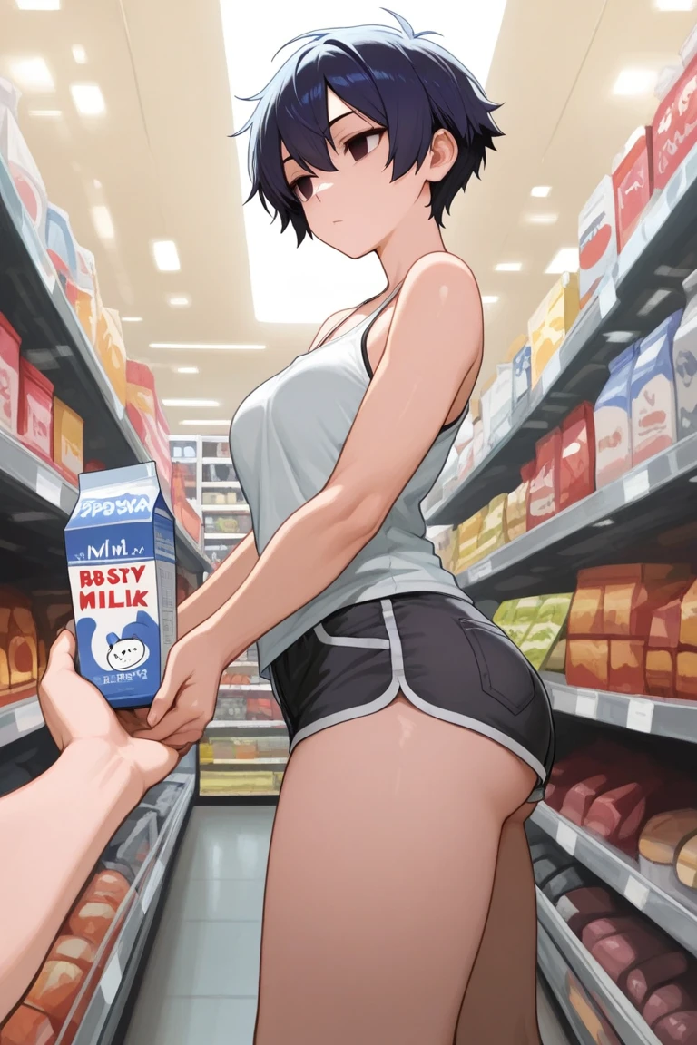 Illustration of a fair-skinned Japanese college girl with a big butt A cute Japanese female college student is lying naked on a wooden chair in front of the entrance to a supermarket. She is crying after being publicly spanked by her brother with a wooden body brush for shoplifting.、Long black hair