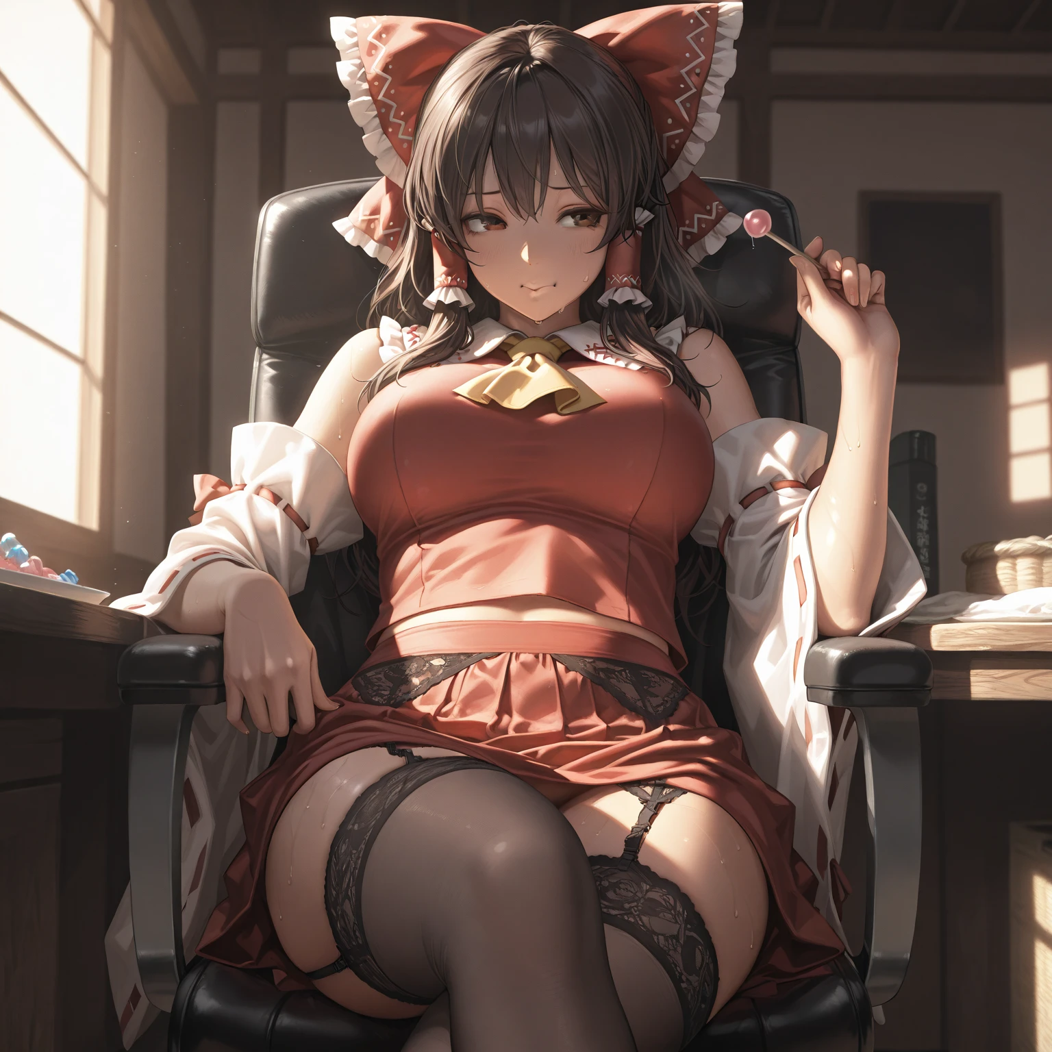 ((masutepiece, Best Quality, hight resolution, Perfect Pixel, 4K)), multiple girls, 2girls, full body seen, ((Beautiful eyelashes, Realistic eyes)), ((Detailed face, Blushing:1.2)), ((Smooth texture:0.75, Realistic texture:0.65, Photorealistic:1.1, Anime CG style)), Dynamic Angle, Perfect body, ((Santa Claus Costume, Red knitted hat, red and white off shoulder sweater, red and white flared skirt, Black garter stockings, Shy smile)), Classrooms without people, Sit on a desk, I took my foot off the desk, ((Angle looking up from below)), Very embarrassing panic smile, Lift your chest with your hands, Open both legs, Open your knees wide, sexy white floral lace panties, BREAK euladef, short hair, BREAK amber5star,