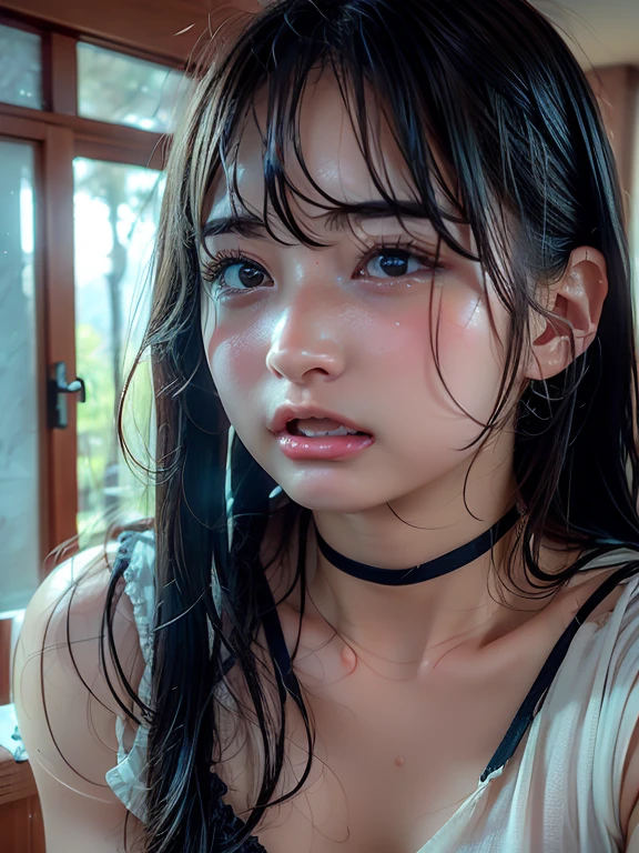 (16K, Surreal, masterpiece:1.30), Professional photography, Written boundary depth, Deep Shadow、Cinema Lighting, Soft Light, (Super detailed beautiful faces:1.7), ((Super detailed beautiful slim body:1.4)), ((Very detailed, symmetrical brown eyes, eyelash, double eyelid, Very detailed beautiful eyes:1.4)), ((Super detailed beautiful lips, Lip gloss, Super detailed, Beautiful porcelain skin:1.4)), ((Very detailed and beautiful hairstyle,, Asymmetrical bangs:1.4)), ((Perfect Anatomy:1.15)), Beautiful Japanese female idols, (Super detailed, sparkling oily skin:1.5), (View your audience:1.3), (Face Focus:1.3), ((Super detailed beautiful breasts, E-cup cleavage:1.4)), small diamond earrings, small diamond necklace, (Deep V-neck), (camisole:1.3), ((Expose your shoulders:1.3)) ,See-through clothing, ((Skin-tight super tight outfit 1.3)), (Metallic latex costume:1.3), (Neon Purple Light Lover Costume), (kiss, french kiss, tongue kiss), (Two women in kissing), blush, (フレンチ・kiss) 口にkiss, (舌kiss), Intimate, Browsing Caution, saliva, Lying in bed, blushした, (Please close your eyes for a moment.),
