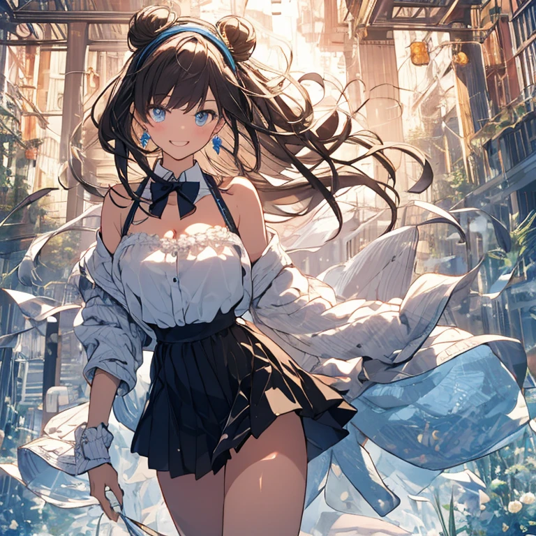 NSFW、4K、masterpiece、((focus on the face)), (full body shot, Full body photo including face), ((Cute symmetrical face))、Full Beautiful Girl、Beautiful woman、slender body、(small butt、thin thighs）、off shoulder、Box Pleated Skirt、(high heels、stockings、anklet）、I could see the whole body、head to toe photo、small earrings、necklace、Face the viewer in front、The subject is far away、shallow depth of field、wide angle focal length、upward glance、Jumping moment、((floating in the air))、Falling、Vibrant photos、Shoot with focus on the face、Biologically correct number of limbs、correct hand drawing、high angle、realistic pictures、(City area after the rain)