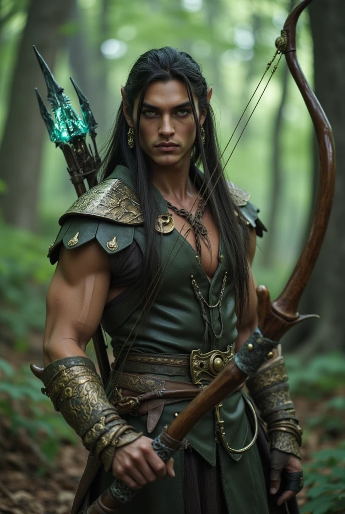 only in a loincloth elf in his village in forest.