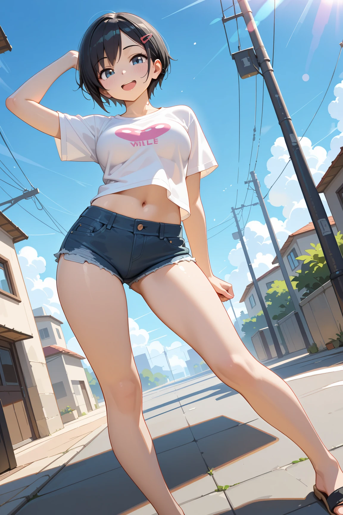 NSFW、{{{masuter piece}}}, {{{Best Quality}}}, {{Super distinct},  {{extremely delicate and beautiful}},(nffsw), (Best Quality, 32K, masutepiece, nffsw:1.2),{{Lively shots}}、elementary student、a photo of a cute girl,10 years old female child、a park、{{{Playing with playground equipment}}}、{{{Denim skirt}}}、{{Denim Mini Skirt}}、{{Mini tight skirt}}、{{white tank-top}}、{{Sleeveless}}、{{Tank top with shoulder strap}}、{{White tank top}}、{white  panties}、{{{Open legs}}}、Look away、Not looking at the camera、 of the highest quality, Best Quality, Realistic, Unity, 32k wallpapers, Official art、(Childlike body)、(Children's body shape)、{{white tank-top:1.5}}、White panties、{Nip slip}、｛Cute mini skirt｝、{{skirt rift}}、{{The skirt is twisted}}、{{{Clothes are torn}}}、{Show}、(mischievous grin:1.3),(Sweaty skin:1.5),（Juvenile body）,(Unripe々Shishi Body）、Black hair、(Very short hair:1.3)、(Full body:1.2),｛Sexy body}、｛Bare legged}、Erotic body、{Very realistic body}、{{Unripe々Shishi Body}}、(Mid summer:1.5)、(low angles:1.5)、{{{Spread legs wide}}}、（Spread legs)、（clean legs）,childishﾏﾝｺ、The shape of the pubic area is clear、rather small breasts、flat breast、{{Bulging}}、{{See-through tank top}}、{{Thin fabric tank top}},｛Panties see-through｝、{{Expose panties}}、{{{The pubic area is visible}}}、{{ Exposed}}、｛Tank top with visible nipples｝、{{downbrouse}}、{Papillae visible through clothes｝,｛Pink papillae｝、pointed papillae 、{{pointed Nipple}}、ｵﾏﾝｺthe shape of the is clear、{{Lively shots}}、{{Innocent Pose}}｛{{{Focus on panties}}}｝、{{{life-likeｵﾏﾝｺThe shape of the}}}、{{{Crispｵﾏﾝｺ}}}、{{{life-likeｱﾅﾙ}}}、{{{very crispｱﾅﾙ}}}、{{{Openｵﾏﾝｺ}}}、{{{Moisturizedｵﾏﾝｺ}}}