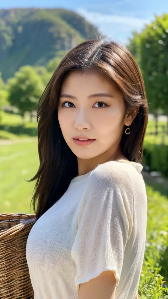 ((High-definition images, masterpiece, atmospheric perspective, 8K, Super detailed, Accurate, highest quality, single shot)), (((cute western woman masturbating))), (casual style), Jacket, unbuttoned shirt, swollen areole, (round face, realistic eye size, droopy eyes, blush, smile), (((stand and spread your legs, ))), (in the forest, Mountain, rock, Narrow River, At night), blonde braid hair, small earrings, thin necklace, (light makeup),