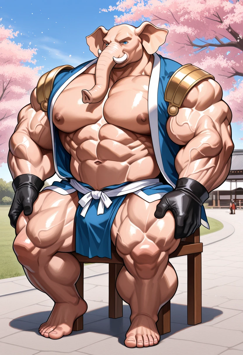 A thick man is 50yo in japan, 1man, crouching wide spread legs, dwarfism, Wearing a Sumo wrestler's white thong, Mawasi, shirtless, glasses, hairy, Bowleg, Bare legs, Bare Thigh, shirtless, obesity with a protruding belly, short stature and short limbs, Round face, crew cut, serious, outdoor sumo ring, a picture, high detail photo, masterpiece, sweaty, horny, aroused, blushing,confident smile, thick eyebrows, masculine, hard penis bulge