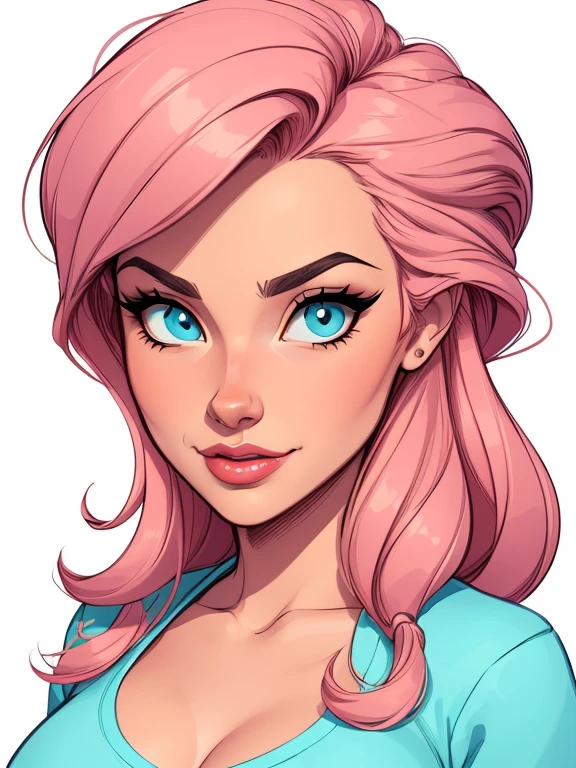 a drawing of a woman with long hair, cartoon artstyle, ded art style, stylized portrait, colorful sketch,, bicos deos seios