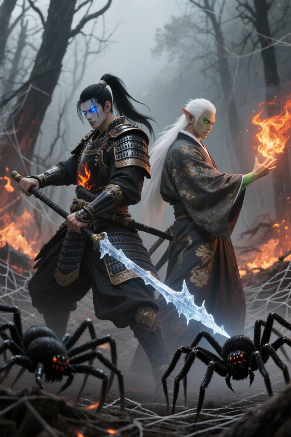 There is a poster that says Chinese Yin Yang Messenger A Girl Chasing Boy Dark Horror Funny Chinese Ghost Festival Undead Chinese Style Dark Series --auto