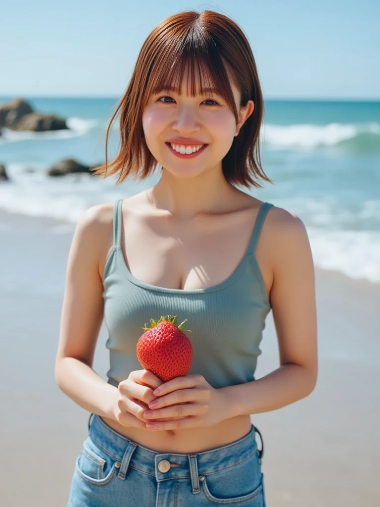 32Gbyhe most beautiful woman there ,The most realistic,Pull your upper body closer,Sunlight shines,Skin texture,sea beach,Molecules, Microscopic meat textures