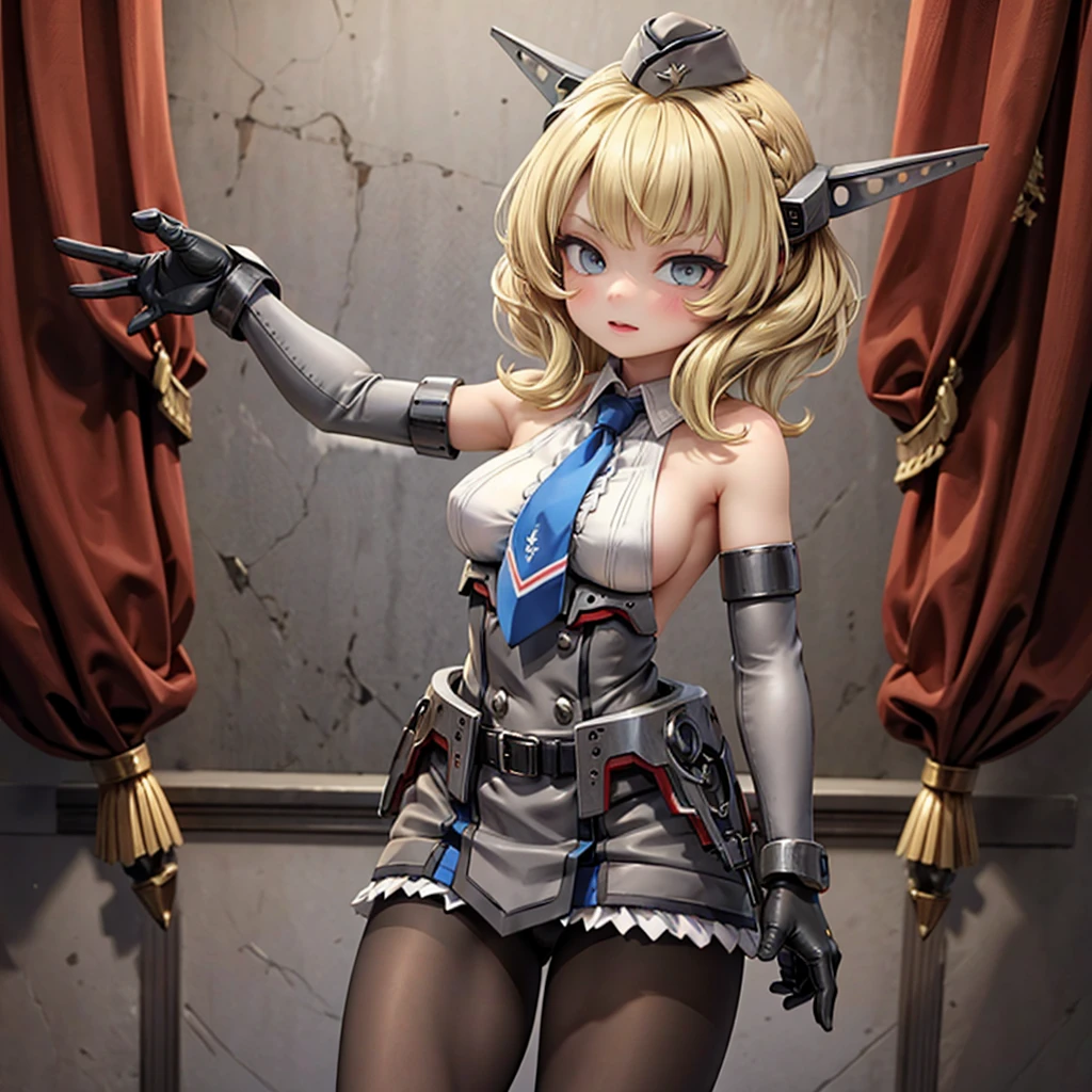 (best quality, ultra-detailed, realistic:1.37), expressive eyes, perfect face, huge smile, closed mouth, topless, sexy pose with Mamiming the Puella Magi holding a musket, completely enchanting smile, collarbone:1.0, 15 years of curve, big buttocks in a short sweater, ultra-high resolution, photorealistic side tail curls, preparing the gun, please.