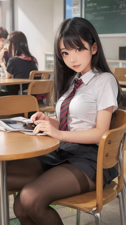 Young girl sitting on a chair. Her skirt is short and her vagina is visible.