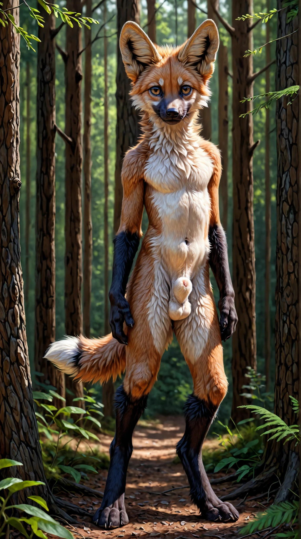 (score_9, score_8_up, score_7_up, score_6_up, score_5_up, score_4_up) BREAK (furry, source_furry, furry art, uploaded on e621) BREAK white fox exploring the forest, white fox, barcode tattoo on the crotch, barcode tattoo on the chest, barcode tattoo on the arms, femboy, adult, nude, big pecs, flat chest, flat body, flat belly, short messy spiky hair, white hair, extremely detailed eyes, detailed iris, black nipples, big uncircumcised black penis with foreskin, big black penis, white foreskin, open mouth, detailed black mouth, fear expression, afraid expression, scared expression, sad expression, exploring, looking away, exploring the forest, forest background BREAK masterpiece, detailed, extremely detailed, intricate, intricate details, 3d, 3d model, intricate 3d model, detailed 3d model, 3d modeling, 3d render, 3d rendering, outline, thick outline,