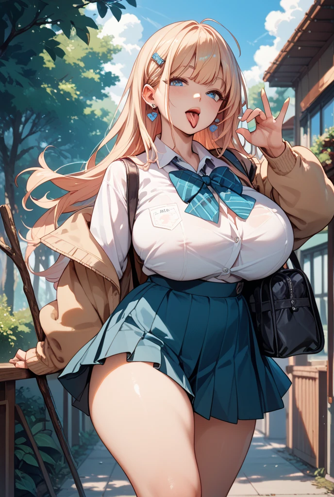 ((highest quality)), ((masterpiece)), grabbing clothes and lifting them up to show breasts nipples crying forest long blonde hair lifting the hem of her clothes outside lifting her top showing off her breasts hot pants hand on top of her chest forest semen