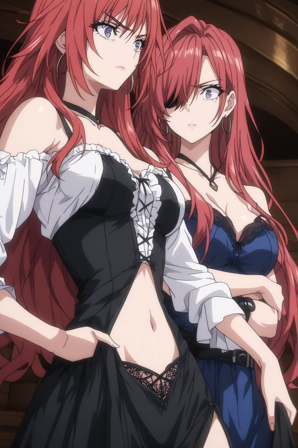 (Masterpiece, Best Quality, High Quality:1.4), professional artwork, Intricate Details, field of view, sharp focus, detailed painting, photorealistic lighting, trending on pixiv, (vivid lighting, vibrant colors:1.05), realistic shadows, ambient occlusion, by Takato Yamamoto
Marie Mamiya, mature female, milf, solo, (curvy:1.1), luxury room, (half body shot:1.1),
(red hair:1.05), hair ornament, lipstick, makeup, (mole under eye:0.9), choker, ultra detail hair, ultra detail face, (yellow eyes:1.05), perfect eyes, perfect face, earrings, (seductive look, blush:1.15),
(main dress:1.4), choker, bare shoulders, necklace, fingernails,
(Large Breasts:1.15), Cleavage,