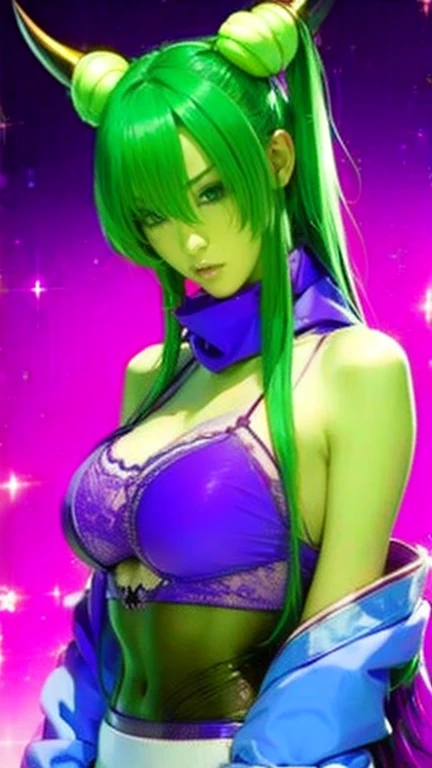 Sexy otaku with sexy anime kitty cosplay and green pleuca taking an xxx video in front of a ring of light with her cell phone on her tripod for her onlyfans, Inside the cell phone you can see a photo of a pink vagina
