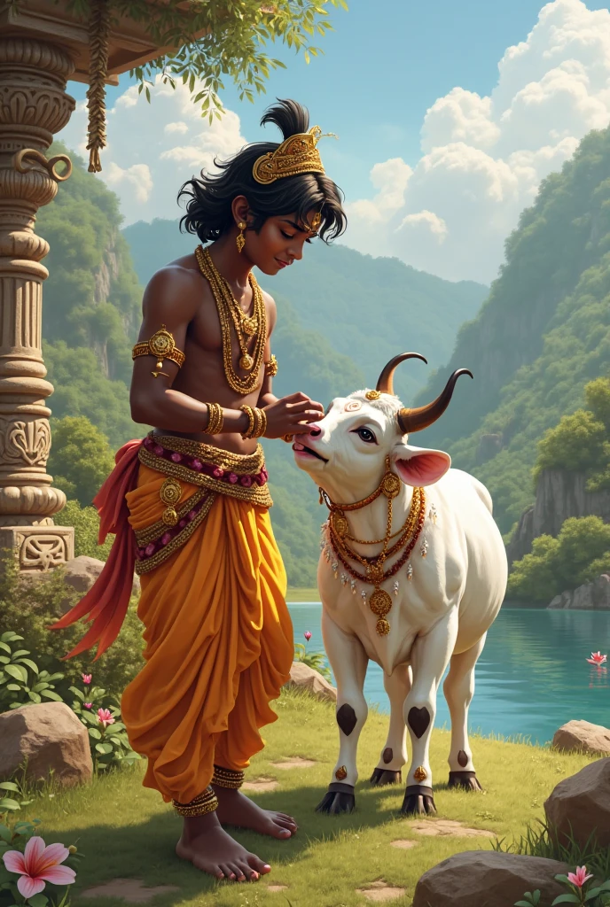 Lord krishna with cow