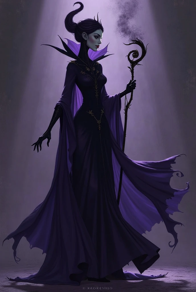 necromancer, witch, full body shot, sinister robe
