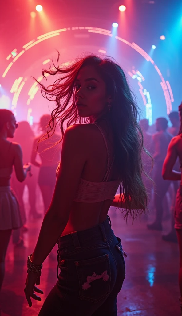 Girl dancing in the club without underwear 
