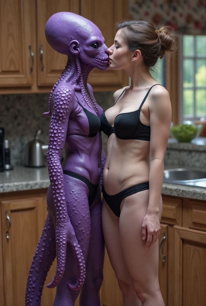 close-up, full length,absolutely naked 17 years girl looking at me and staying near the nacked alien male humanoid from another planet , flirt,sexy, ultra high quality detailing