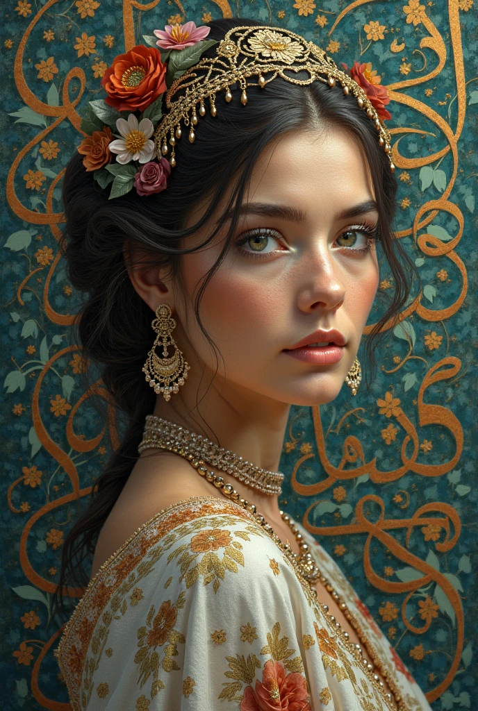 highly detailed face
A stylish and elegant young woman from privileged society, her refined features exude sophistication and grace. This exquisite portrait, possibly a beautifully crafted oil painting, showcases her in a flowing gown of luxurious silk, adorned with intricate lace and delicate embroidery. Every meticulous brushstroke captures the essence of opulence, from the shimmering jewels adorning her neck to the intricate updo that perfectly frames her face. The image radiates an aura of wealth and stature, transporting viewers into the glamorous world of high society