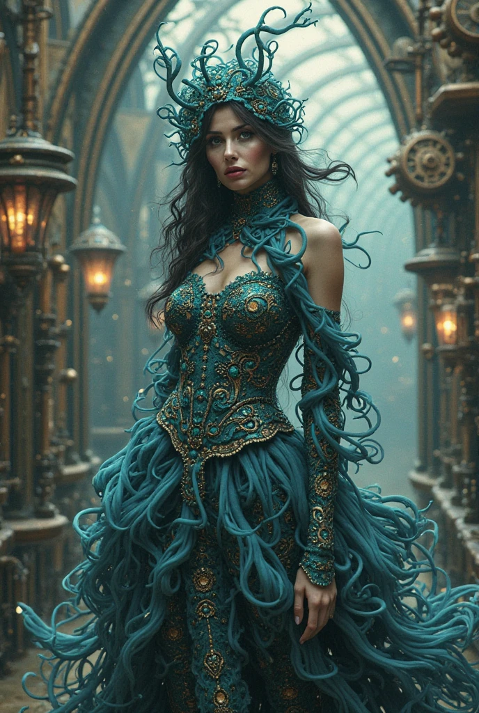 Handmade fantasy dress made from recyclable material to represent the civil engineering career