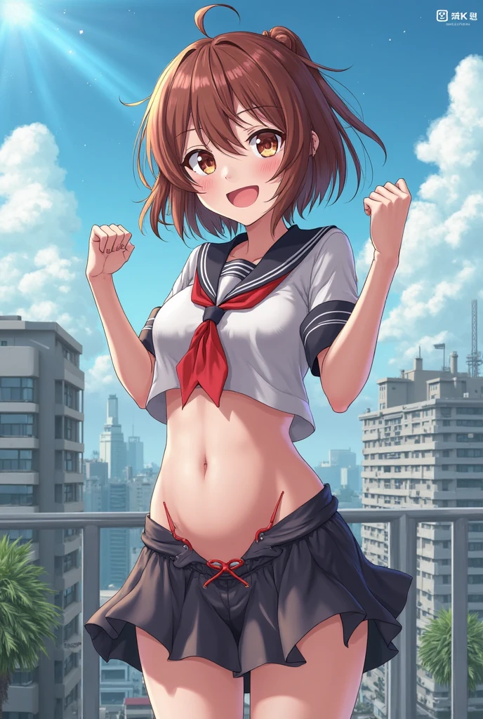Sailor suit, cute, Beauty, Shortcuts, Brown Hair, (masterpiece), highest quality, 1girl, uhd, retina, masterpiece, ccurate, anatomically correct, textured skin, super detail, high details, high quality, best quality, highres, 4K