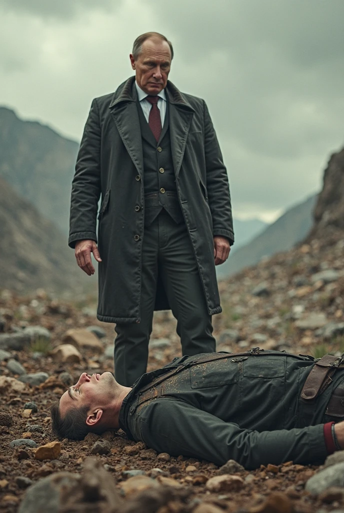 On a deserted road, a man is attacked by robbers, left half-dead. The first to pass is a priest. He sees the man, but continues on his way. cinematic, 8k