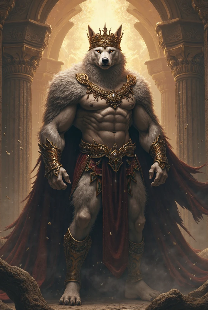 male, semen, white fox, (furry body,) high quality, realistic, muscular, massive, shrine, sacred, red tattoo, furry, masterpiece, (full nude, Luxurious small fundoshi, cum through cloth, Luxury accessories, erection under cloth,) divine,