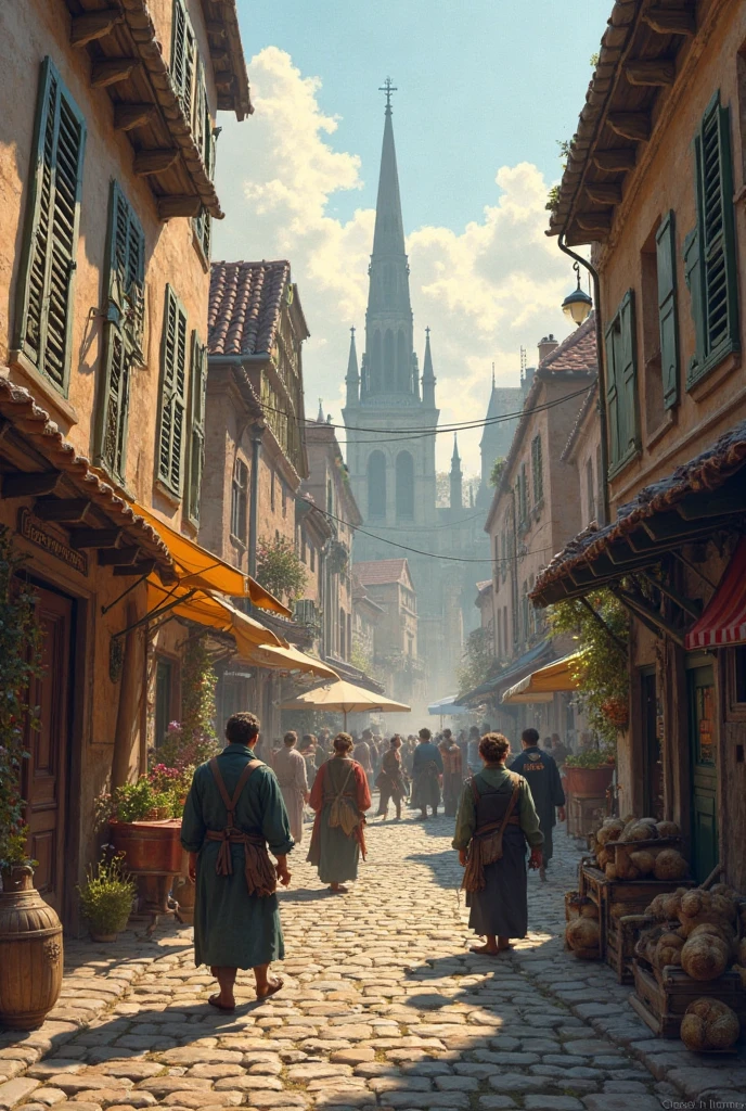 a beautiful medieval city with warriors nuns, intricate, crowded, 2d, flat color, Painting by Canaletto, masterpiece. ultra details, high quality, high resolution, highly detailed, photorealistic, super resolution, crisp quality, sharpen focus, extremely detailed, octane render, 8 k, <lora:xl_more_art-full_v1:0.5>