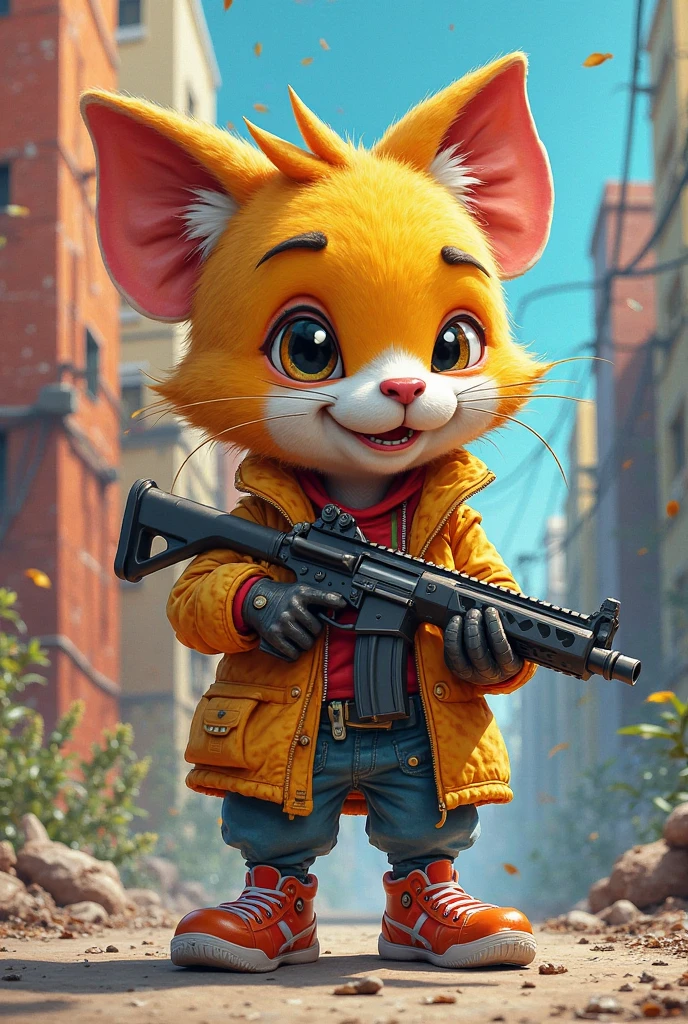 Cute hamster, cartoon,on scateboard ,bandana ,skull,punisher, tank in Background ,street ,leather jacket ,Baseball brat ,baseball Cap, sunglasses ,grafitti ,urban,mystical