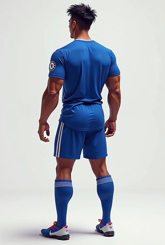 male top, handsone, body, face, muscle, sweaty, top, alpha, trimmed bear, shorts football bright blue sky style 80 adidas, nylon, satin, retro, big bulge, in a dominant and provocative attitude