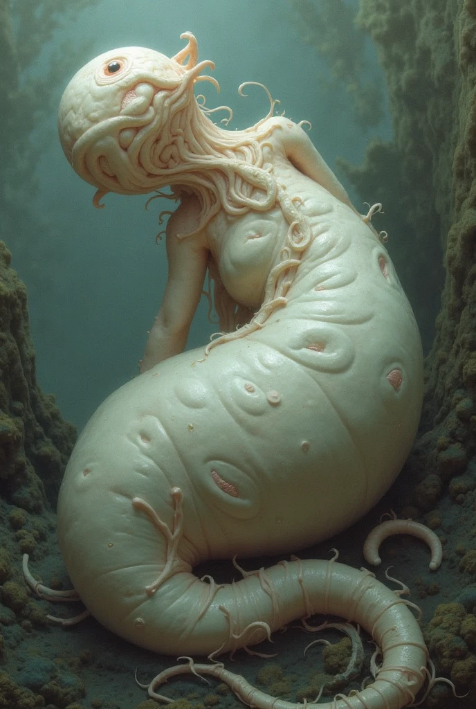 <lora:Ray Caesar Style:1>Ray Caesar Style - A mermaid lounging on a bed of seashells
