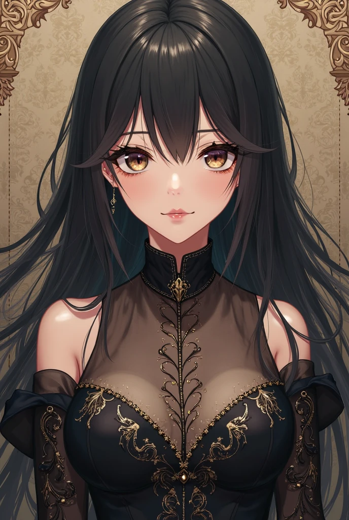 A girl, they are clothes , long black hair, White skin,