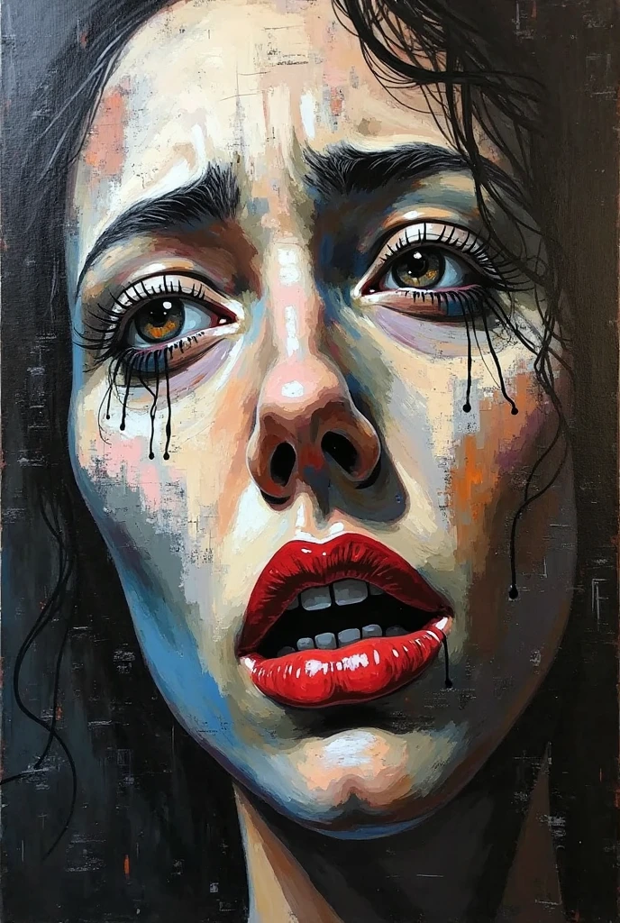 (Breaking Point:0.0) A stark, dramatic use of contrasting colors and sharp, angular shapes that suggest a moment of intense pressure or transformation, hyperrealistic facial features