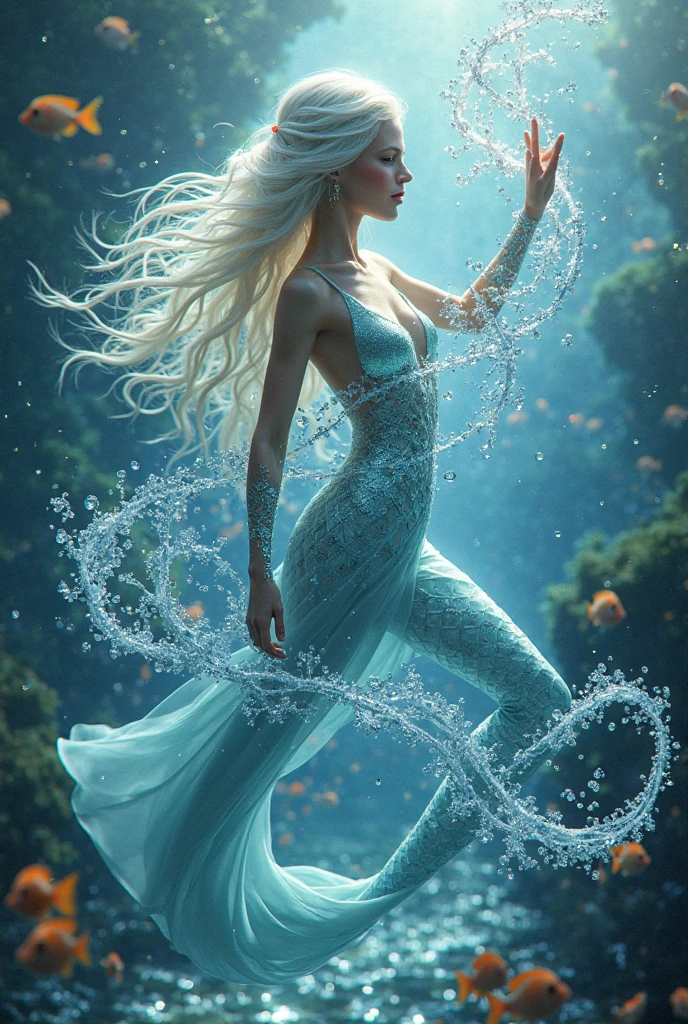a liquid made of liquid splashes, merging, melting, splashing, droplets, mixing, fading away, exploding, swirling, intricate detail, modelshoot style, dreamlikeart, dramatic lighting. 8k, highly detailed, trending artstation