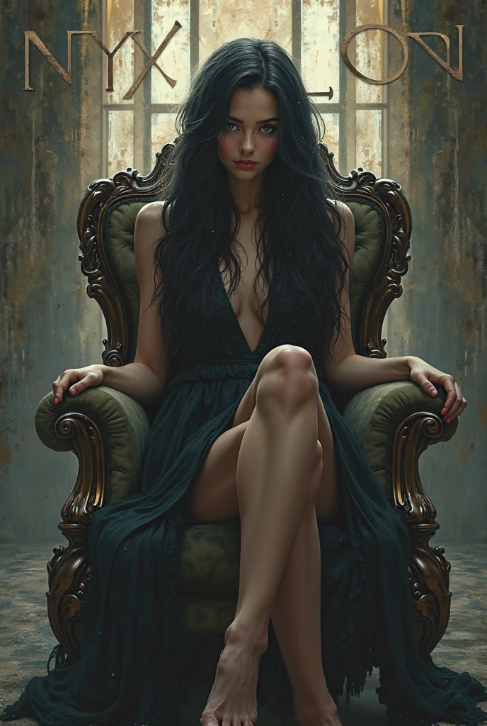 A medium shot painting that masterfully combines (realism and abstract art:1.4). The centerpiece is a striking and enigmatic woman with (dark hair:1.3) wearing a (patterned dress:1.2). She sits gracefully on a chair with her legs crossed, exuding (elegance and mystery:1.3). Break, The background is a harmonious blend of (blue and orange hues:1.5), skillfully complementing the colors in her attire and accentuating her features. These colors are applied with (a mix of soft and bold brushstrokes:1.2) to create a (dynamic interplay of light and shadow:1.4), adding depth and texture to the composition. Break, The subject's (facial features are detailed and expressive), conveying an enigmatic allure that captures the viewer's attention. Her (pose is poised yet relaxed), offering a sense of serenity amidst the vibrant color scheme. Break, The painting's composition focuses on (balance and contrast), ensuring that the viewer's gaze is drawn naturally toward the subject while enjoying the abstract elements of the background. Break, The overall atmosphere is a (breathtaking masterpiece:1.5) that evokes both wonder and contemplation, inviting the viewer to engage with its (sophisticated blend of artistic styles). Additional elements include subtle (hints of texture in the dress) that add realism without detracting from the abstract qualities of the painting.
