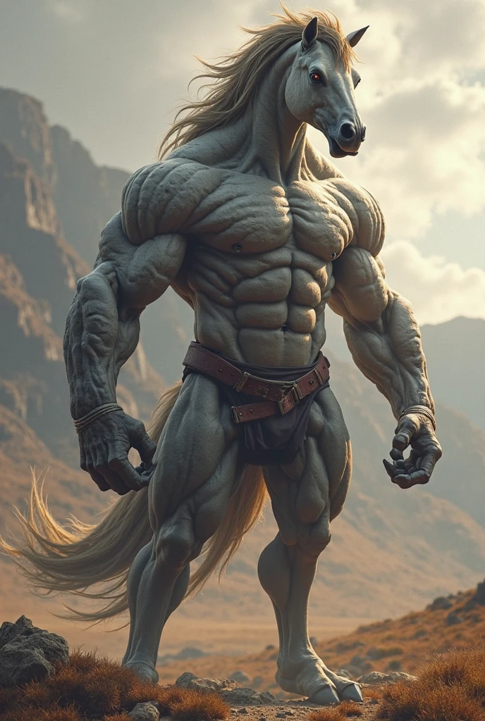 Male , white equine, unicorn, Muscular, femboy, solo, thin waist, thick thighs, round ass, hourglass figure, pink thong, bulge, high heels, soft chest, pink mini skirt