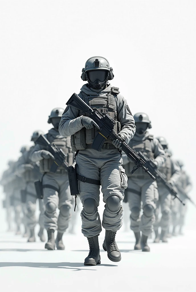Soldiers in full equipment stand in a line with their weapons, dressed in tactical armor, special forces security, infantaria policial mecanizada, vestido com armadura corporal preta, tactical armor, soldado futurista, special forces, wearing tactical gear, french special ops, roupas em armadura militar, Directed by: Adam Marczyński, several soldiers, fotografia militar, intimidante armadura de corpo inteiro