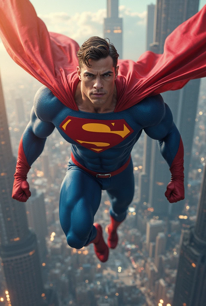 As the sun's rays bathe the city below, Superman hovers high above, his cape fluttering in the wind. His sharp gaze scans the landscape, ever vigilant for any signs of danger or distress. Suddenly, his superhuman hearing picks up the sound of a distant cry for help. In a blur of motion, he streaks across the sky, a symbol of hope and justice for all.