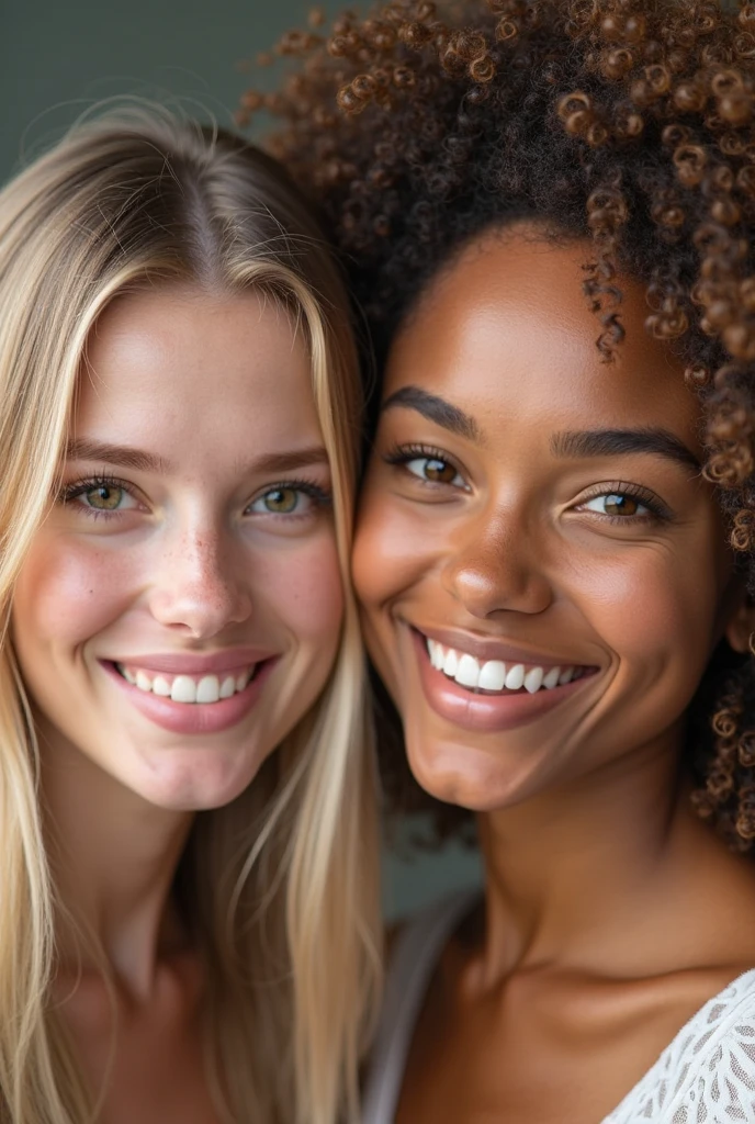 african american woman laughing with other blonde woman,in the style of patricia piccinini,minimal retouching,alain laboile,slumped/draped,close up,playful poses,85mm lifestyle style photo of a smiling,<lora:nudify_xl:0.25> topless,, best quality, masterpiece, highres, absurdres, incredibly absurdres, huge filesize, wallpaper, colorful,8K,RAW photo