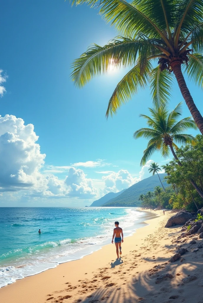 "Design a retro vintage travel poster for an imaginary destination called 'Tropical Paradise Island.' The poster should exude nostalgic charm with vibrant colors and hand-drawn illustrations reminiscent of mid-20th-century travel advertisements. Incorporate iconic imagery such as palm trees, sandy beaches, exotic wildlife, and crystal-clear waters. Use bold, stylized typography to showcase the destination's name and highlight its allure. Include persuasive phrases like 'Escape to Paradise' or 'Discover a Hidden Gem' to entice viewers to embark on their own tropical adventure."