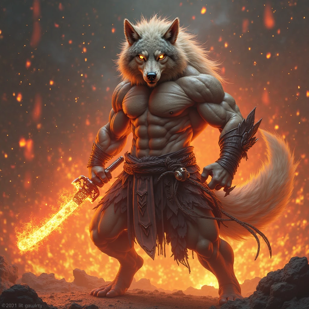 (solo) a small opossum, ((with grayish fur)), (con cara blanca), con ojos grandes y verdes, ((con una cola larga de tlacuache)), (de pie) , de cuerpo completo, ((en sus manos hay fuego que parecen surgir de la nada)), iluminando su rostro con un resplandor anaranjado, (His eyes are fixed on a point just outside the scene), ((la escena se puede ambientar en un entorno oscuro)) para resaltar el brillo del fuego en las manos del tlacuache.