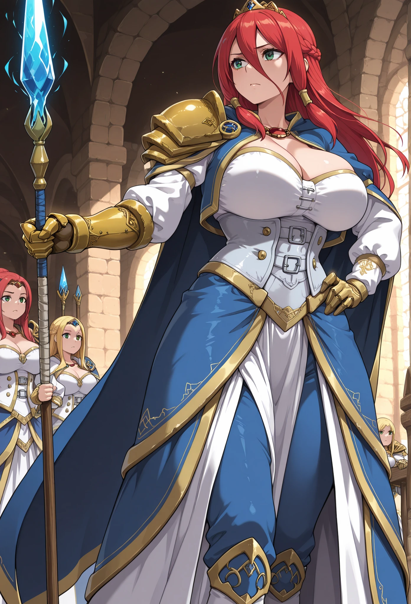 Malenia blade of Miquella from Elden Ring, Red hair, golden helmet, Sword, not visibles eyes. Big breast, rotten skin, dirty rotten skin. no background. Masterpiece, UHD