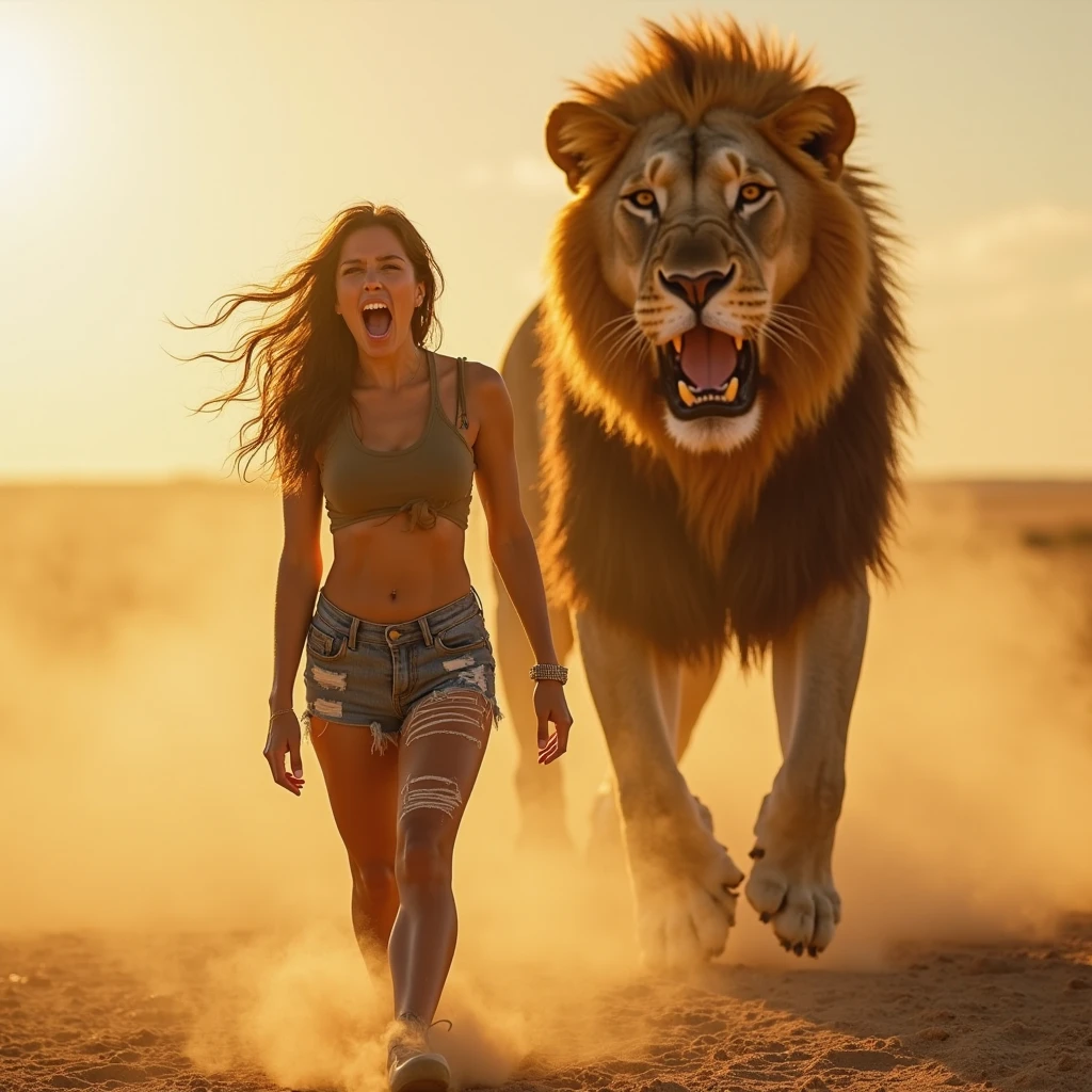 full body,from below,photo of a 18 year old girl,riding on a oversized lion,happy,looking at viewer,ray tracing,detail shadow,shot on Fujifilm X-T4,85mm f1.2,sharp focus,depth of field,blurry background,bokeh,lens flare,motion blur,<lora:add_detail:1>,