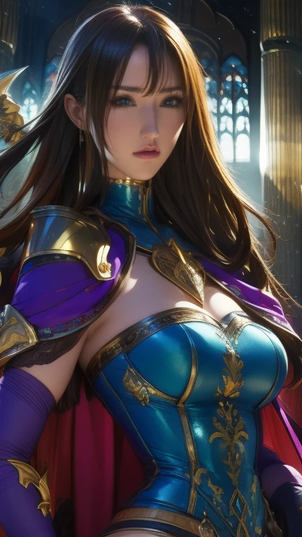 Un primer plano de una mujer cuerpo completo con armadura roja y una capa negra, cabello blanco, ojos grandes, Japanese trait, Hermosa caballero femenina, 4 k detail fantasy, Seductora princesa caballero, Arte detallado de alta calidad 8K, hyperdetailed fantasy character, Impresionante arte de personajes, Artgerm ; Motor 3D Unreal, hyperrealistic fantasy art, Fantasy Woman, 2. 5 d cgi anime fantasy artwork