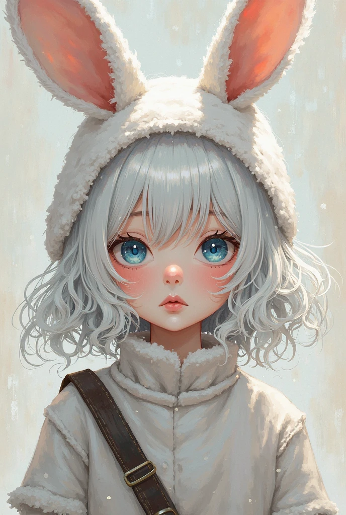 Anime gril, , bunny girl, wear glasess, short hair, hair colour blue