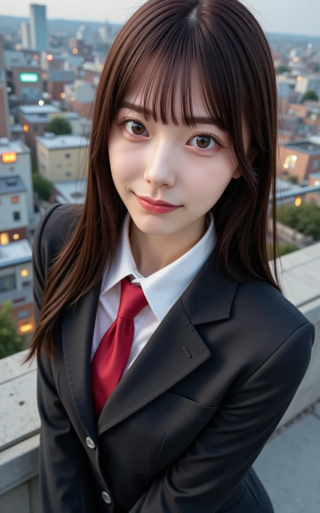 masutepiece, Best Quality, Illustration, Ultra-detailed, finely detail, hight resolution, 8K Wallpaper, Perfect dynamic composition, Beautiful detailed eyes,  Natural Lip,Blazer ,School uniform, Big breasts, Full body