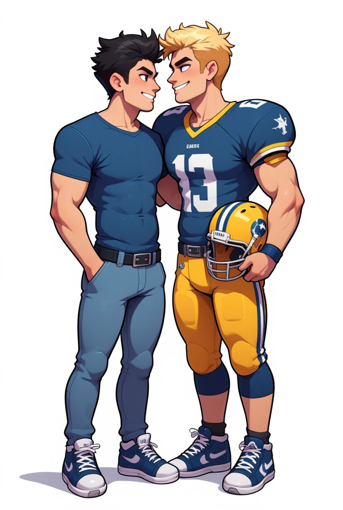 Danny Phantom, ghost, hypnosis, jock, conversion, locker room hallway, hyper muscles, jockstrap, bro, meathead, hypnotized, brainwashed, brainwashing, big dumb jock, football. Glowing green eyes. Hyper crotch bulge. Massive bulging crotch. Big balls. Big biceps. Big triceps. Big traps. Broad shoulders. Big meaty pecs. Big thighs. Thick glutes. Football team assimilation. Deep dull voice. glazed expression. dumber and dumber. Open mouth. Clothes turning into a football uniform. Danny Fenton turning into Dash Baxter. Twinning. Shoving a nerd into a locker.