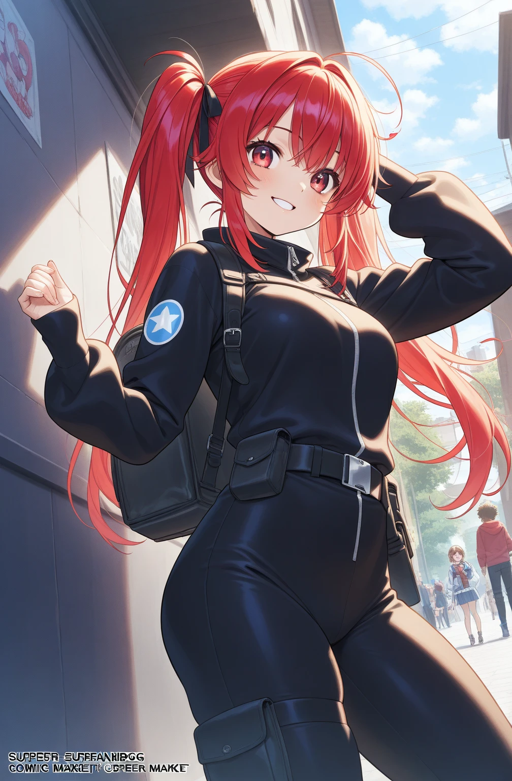 (Overhead view),dynamic ungle,ultra-detailliert, illustratio, a closeup, straight-on, 1girl in,
 ((Souryu Asuka Langley、Interface headset、red body suit:1.4、Blue-haired))、Her eyes shone like dreamy stars(radiant eyes:1.233)、(beautifully detailed eyes:1.1)、(deadpan、a closed mouth)、(is standing)、
(Room with cat and spaceship window in white spaceship)、
(natta:1.2)、dream-like、[[Delicate fingers and hands:0.55]::0.85]、(detail finger)、
