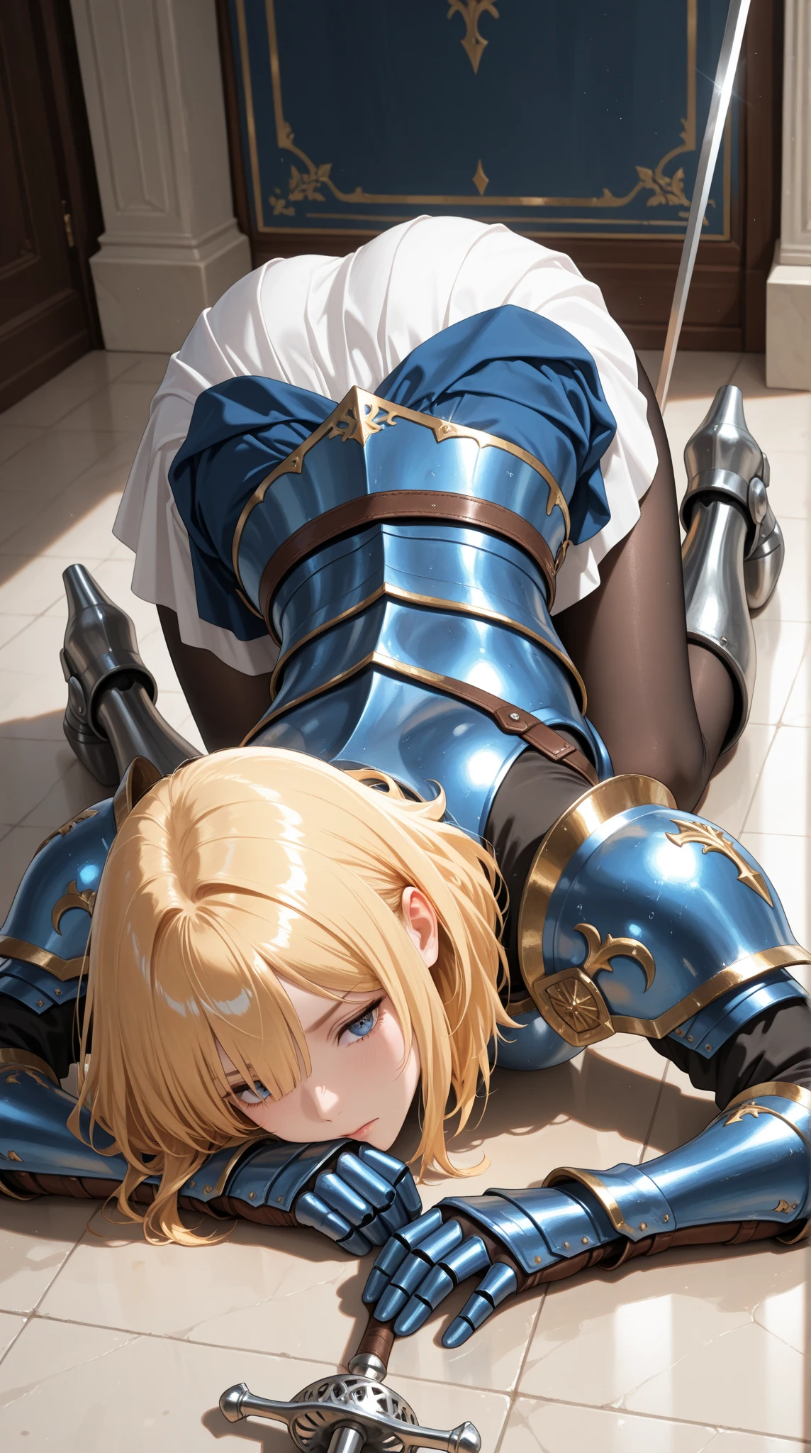 Shiny blond hair, very long hair, sophisticated haircut, ((((hair fully braided)))), ((small twisted braids)), thin and oval face, submissive, (((gagged))), cute and blushing 18 years old anime girl, look away because she is embarrassed and blushes, bright blue eyes, detailed face, detailed members, detailed arms, detailed hands, Girl lying, tied by chains, shackled, can no longer move, tied tightly, very hard tied up with lots of chains, hampered by so many chains that she can no longer move, bound hands and feet, chains tie his whole body, tied extremely tightly and forcefully to her bed by a lot of chains, its limbs are strongly tied together by chains, his torso is tied up with thick cords, her chest is so tied up with chains that it sticks out, her legs are tied tightly with thick chains, his hands are tied behind his back with chains, she can no longer move her feet, her hands which are tied by thick chains, she desperately tries to free herself, likes to be tied tight with big chains, likes to be immobilized by big chains, lying down, his hands and feet are strongly tied to the railing of his bed, his legs are pressed together and tied with chains, its limbs are held vigorously by imposing chains, her hands are tied securely behind her back by chains, her chest is compressed by strong chains, she is pressed against her bed and restrained by large chains (shibari, arms behind the back:1.4), (hands on the back), (masterpiece, best quality) 1.5, 1girl, solo, (sexy, beautiful woman, perfect face, perfect eyes, perfect hands), samus aran, (shibari, arms behind the back:1.4), (hands on the back), Spread the legs, s' ((lie in bed by big chains)), ((close up of the girl)), ((((lie in bed)))), ((((a princess in armor trapped in a dungeon)))), ((((armor dress)))), ((((armor suit)))), ((((chained to the prison wall)))), ((((chained by big chains))))