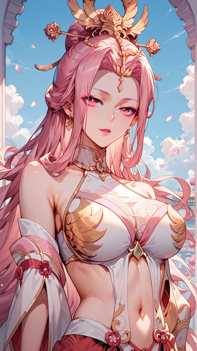 (((1male people:Piercing in the left ear,、((Golden hair))、tall、tall、Tall、a handsome、refreshing、burly)))、(((1female:Pink hair、Long、short、Best style、F-cup、see-through sexy dress、Beautuful Women)))、(((a couple、Flirting)))、{(Best Quality, 8K, masutepiece, nffsw, Soft lighting, image perfect, Digital Illustration, manhwa art, super detailed image, Perfect lines, )}、The most beautiful in the world