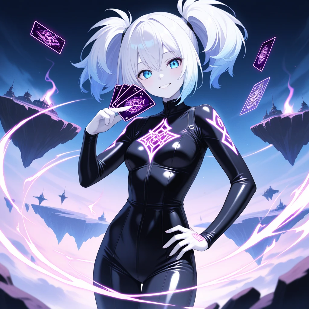 masterpiece, best quality, anime, 2d, 1girl, solo, (daphne_rezero), covered eyes, cowboy shot, standing, smile, fantasy world<lyco:rezerowitches-25:1.0>